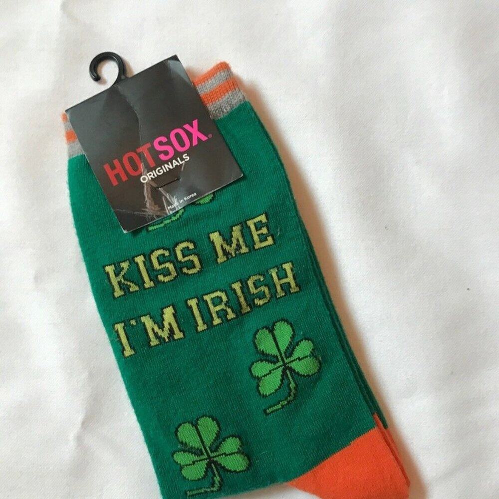 Hot Sox Green/Orange Kiss Me I'm Irish St. Patrick